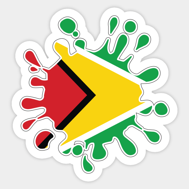 Guyana National Flag Paint Splash Sticker by IslandConcepts